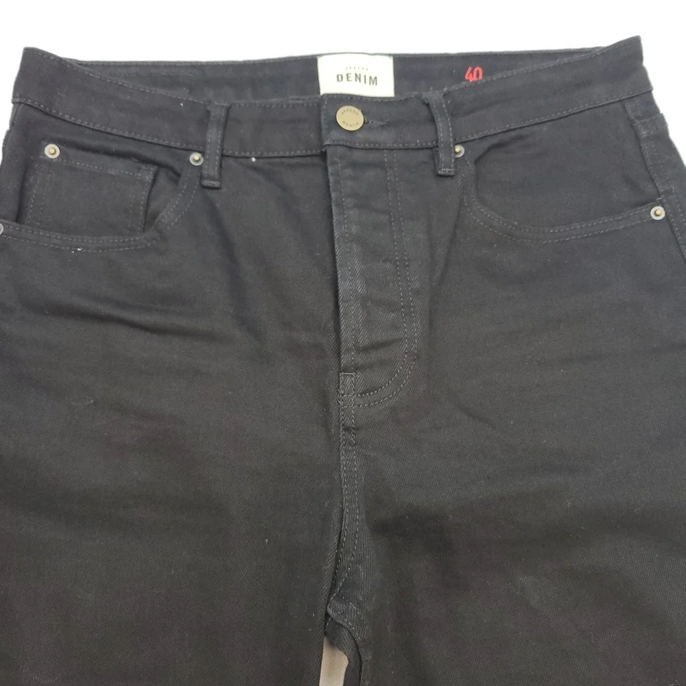 Sezane Denim Jeans Womens US 8 Black Straight Leg High Rise Button Fly Denim - Picture 2 of 11